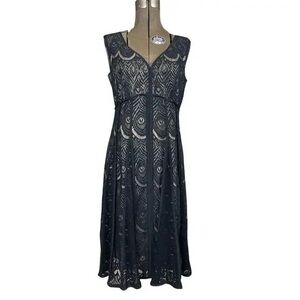 Nanette Lepore Black Lace Midi Cocktail Dress | 2007 | Size 10 | Like New